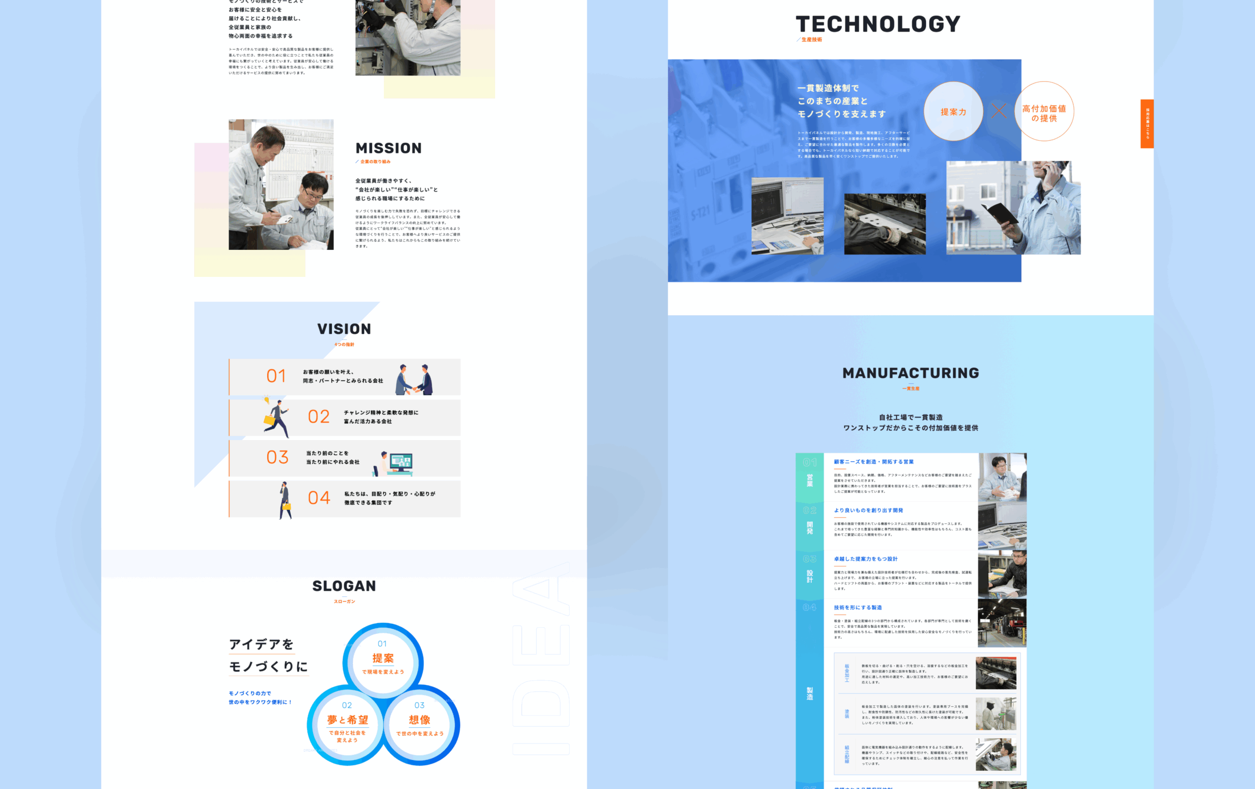 株式会社トーカイパネル様のPC版モックアップのイメージです。